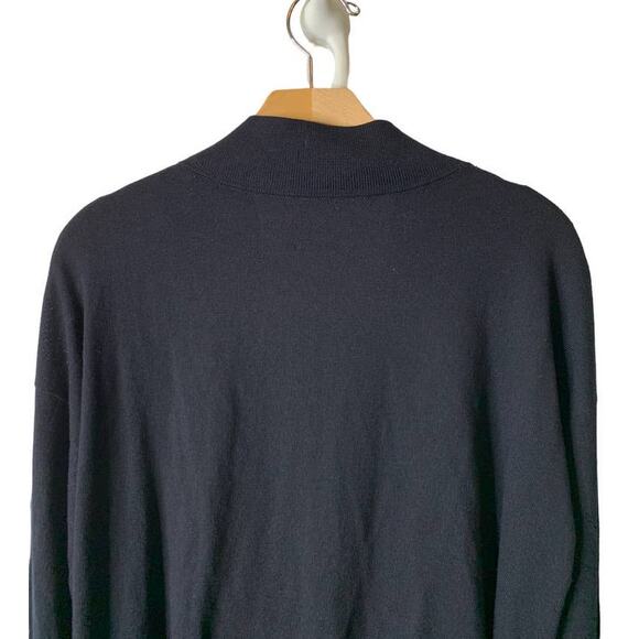 PLANET by Lauren G Black Pima Cotton Notch Collar One-Button Cardigan One Size - Picture 7 of 8